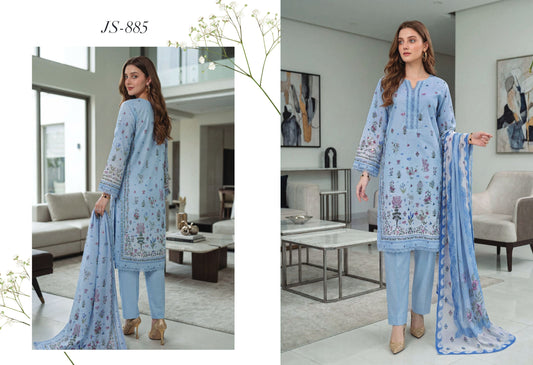 Sky Serenity – Printed Lawn Suit with Printed Chiffon Dupatta
