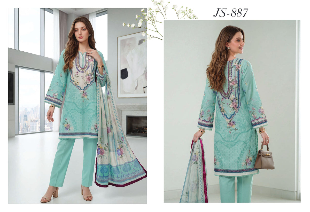 Seafoam Mint Unstitched printed lawn
