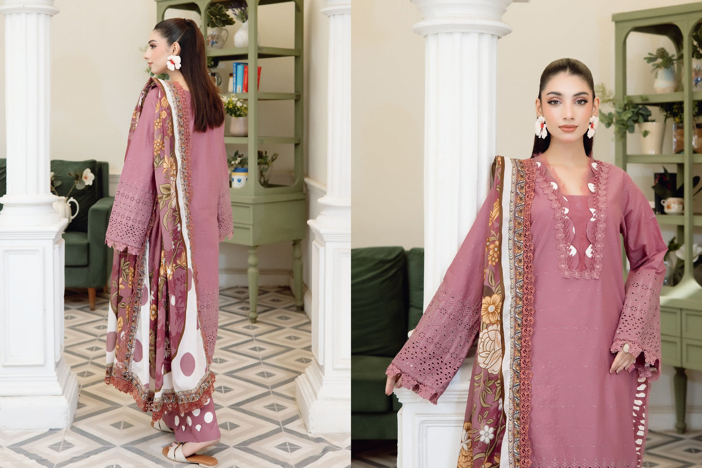 Luxury Chikankari Lawn with Printed Trousers