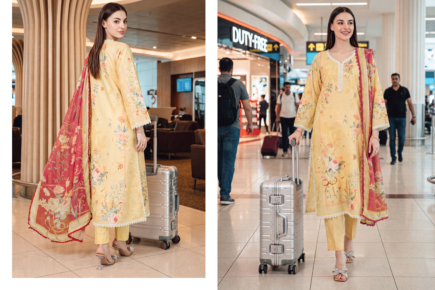 Maroon Printed Lawn with Chiffon Dupatta