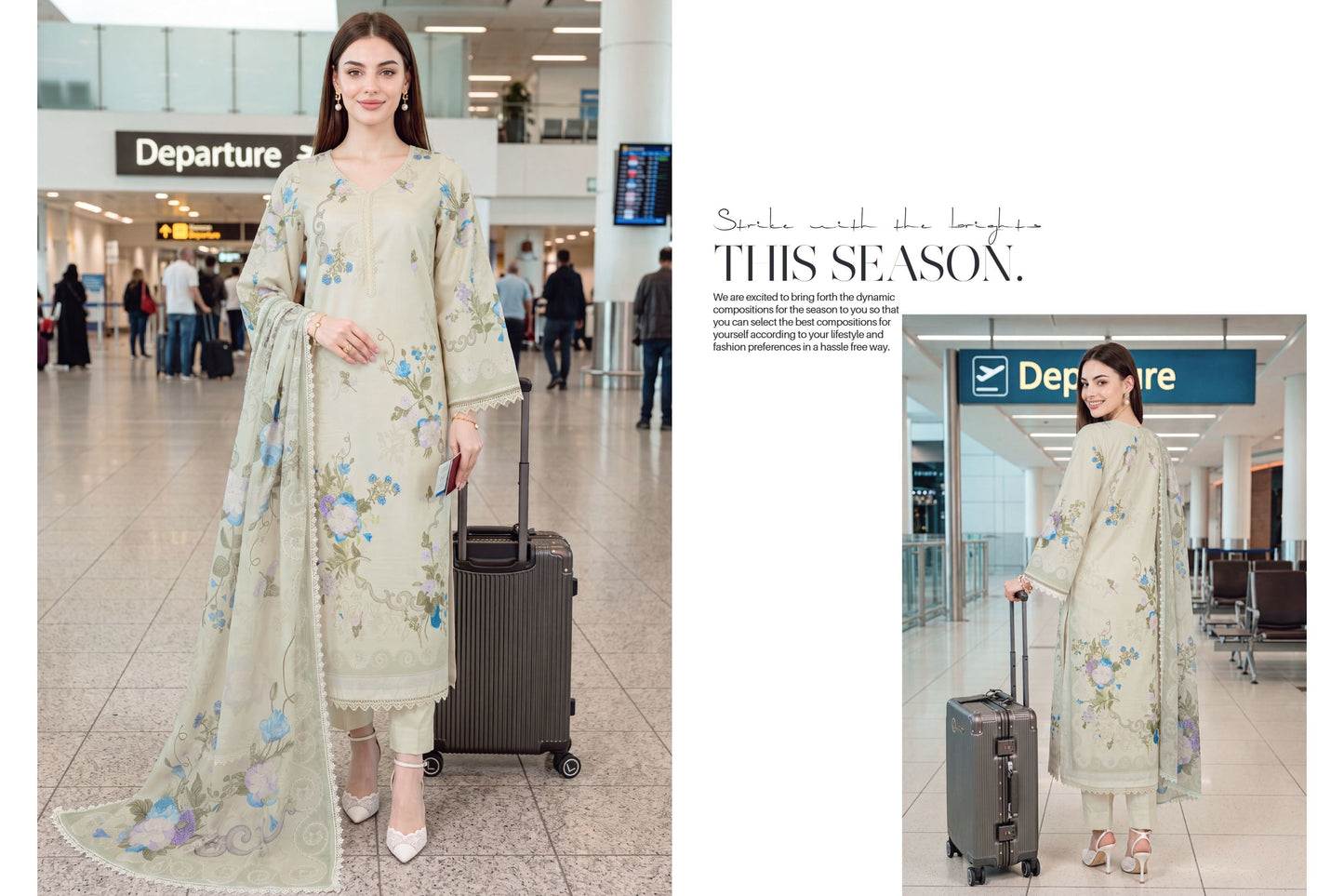 Unstitched Printed Lawn with Chiffon Dupatta