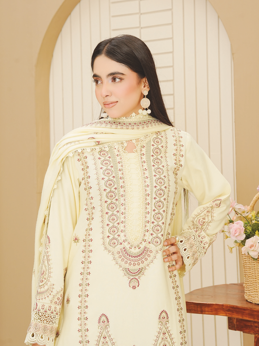 Embroidered Peach Leather Suit with Embroidered Luxury Wool Shawl