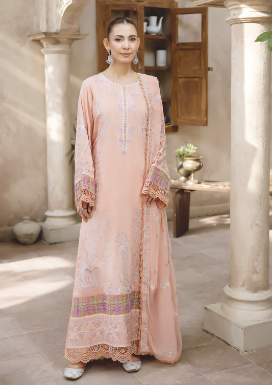 Premium Embroidered Silk Viscose 3-Piece Suit with Chiffon Dupatta