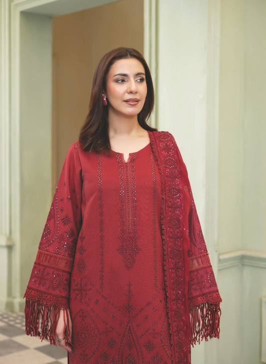 Premium Embroidered Karandi Unstitched Suit for Women