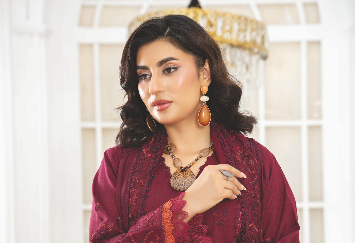 Embroidered Resham Karandi 3 Piece Suit with Chiffon Dupatta