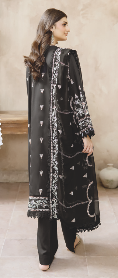 Embroidered Silk Viscose with Embroidered Bamber Chiffon Dupatta