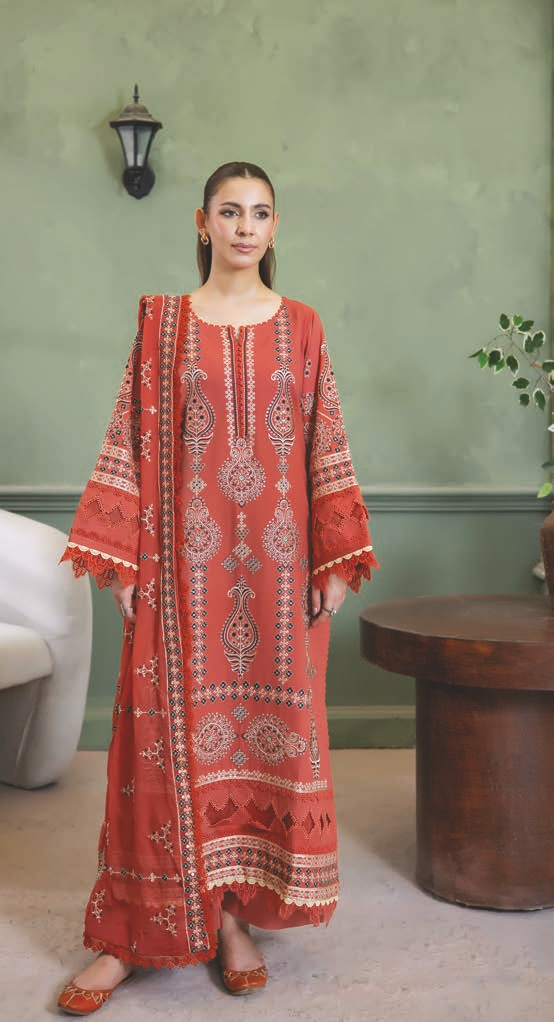 Embroidered Resham Karandi 3 Piece Suit with Chiffon Dupatta