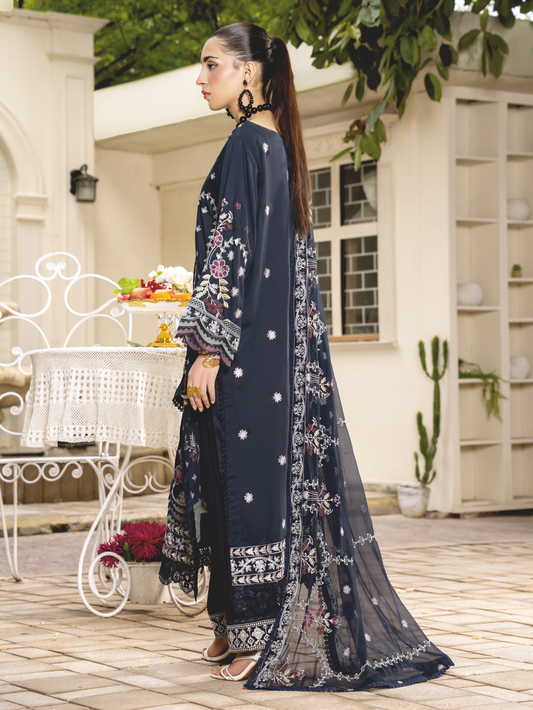 Designer Embroidered Silk Viscose Suit with Embroidered Bamber Chiffon Dupatta