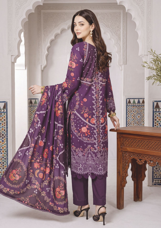Exclusive Women's Printed Winter Suit with Matching Winter Shawl