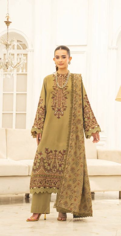 Elegant Embroidered Winter Collection with Premium Shawl