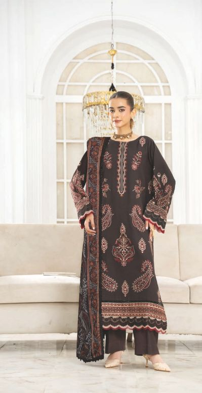 Premium Winter Embroidered Suit with Designer Shawl