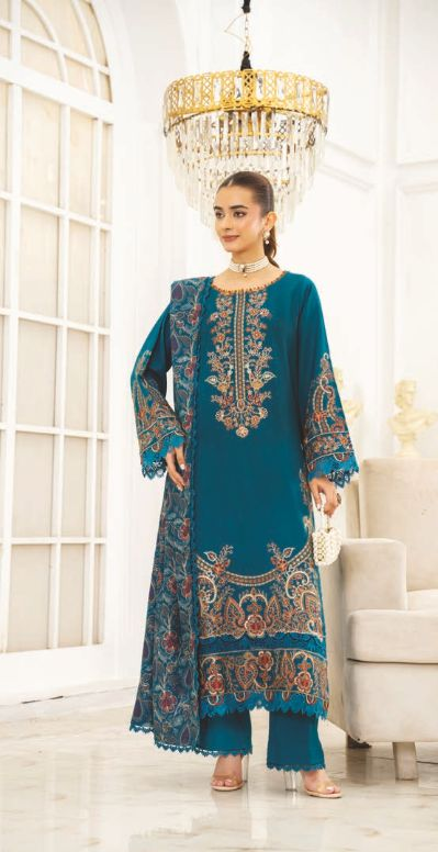 Luxury Embroidered Winter 3-Piece Suit with Shawl