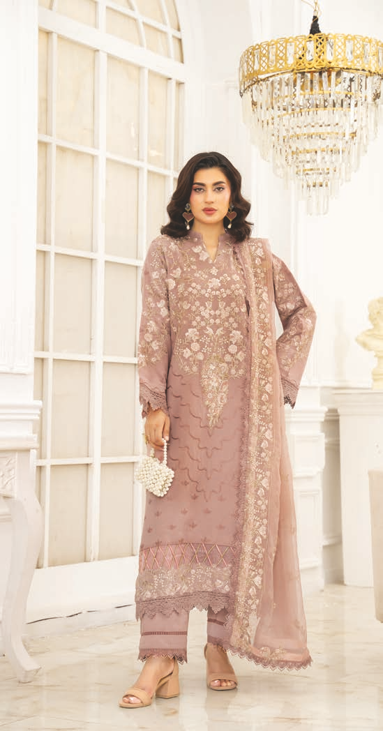 Premium Embroidered Resham Karandi with Bamber Chiffon Dupatta