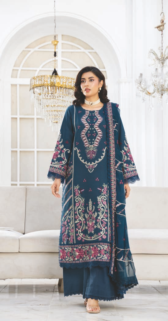 Elegant Embroidered Resham Karandi with Bamber Chiffon Dupatta