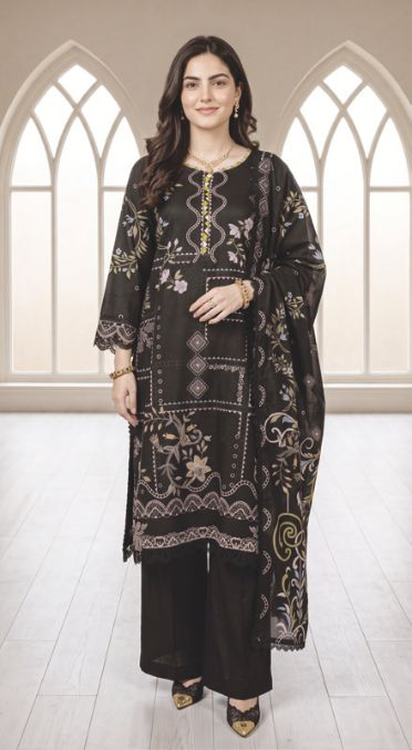Classy Printed Winter Suit with Elegant Printed Wool Shawl