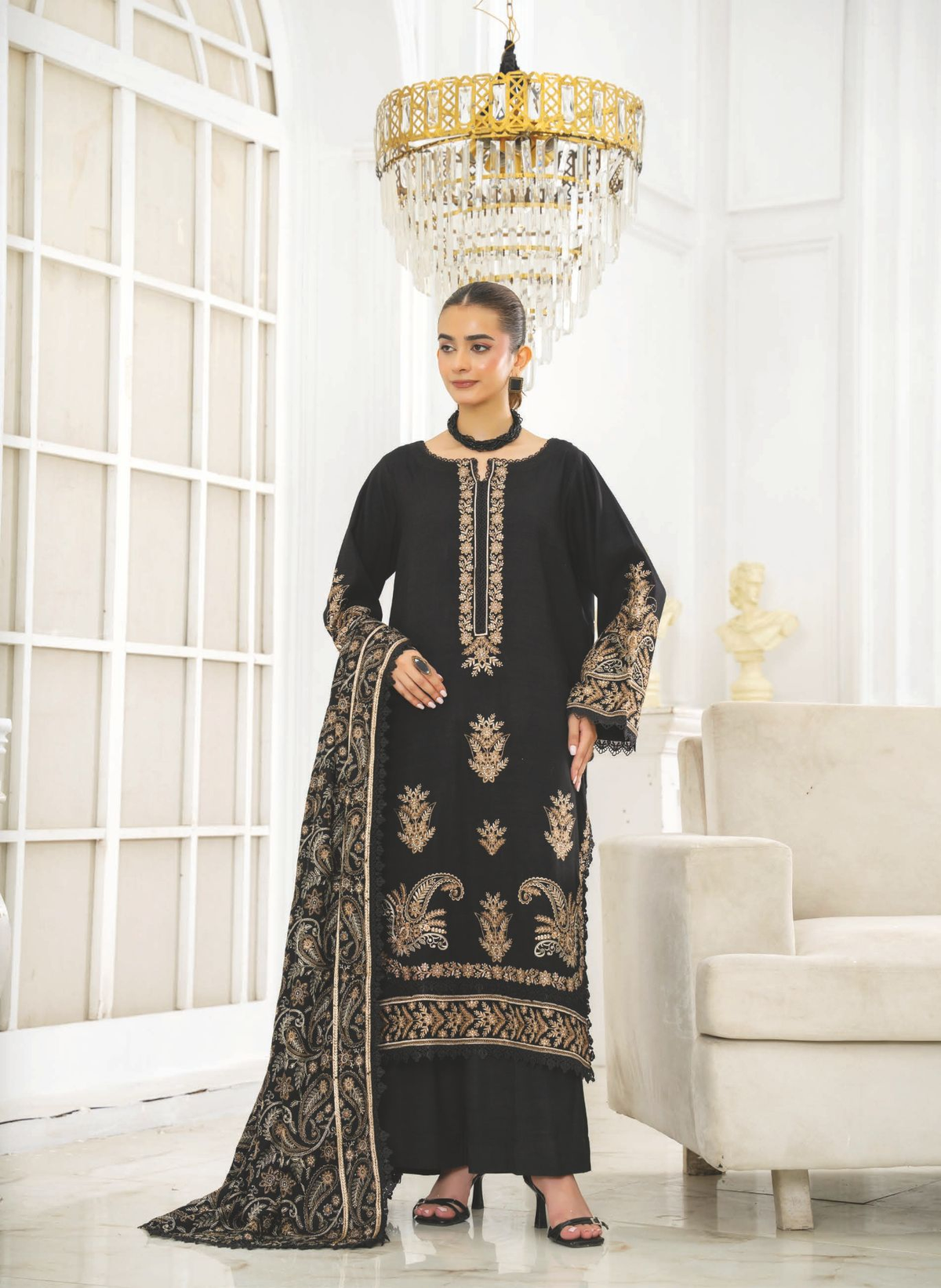 Embroidered Winter Collection with Luxury Embroidered Shawl