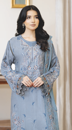 Premium Silk Viscose Embroidered Suit for Women | Embroidered Bamber Chiffon Dupatta