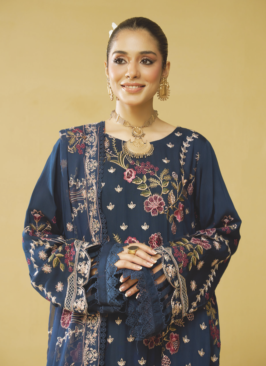 Premium Embroidered Silk Viscose Suit for Women | Bamber Chiffon Embroidered Dupatta