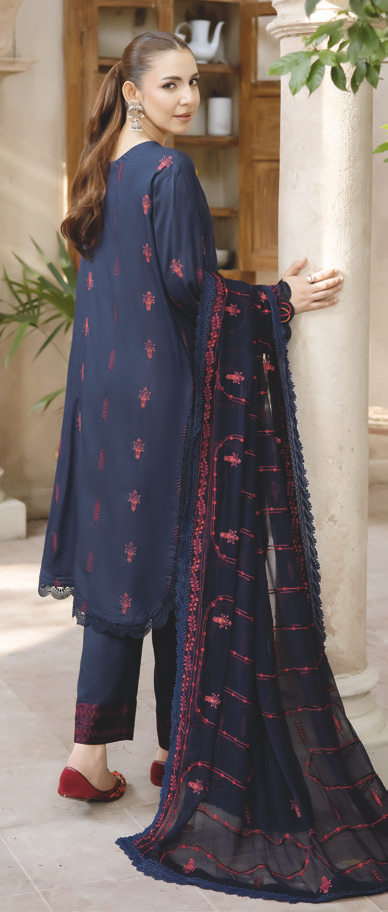 Embroidered Silk Viscose 3 Piece with Luxury Chiffon Dupatta