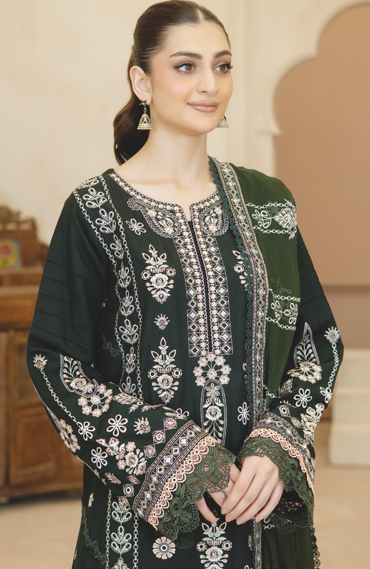 Premium Embroidered Karandi 3 Piece Suit | Resham Embroidery with Bamber Chiffon Dupatta