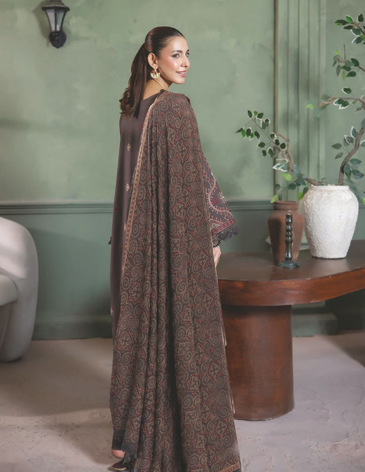 Embroidered Winter Suit with Embroidered Shawl