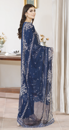 Premium Embroidered Silk Viscose Dress for Women | Bamber Chiffon Dupatta | Festive Winter Wear