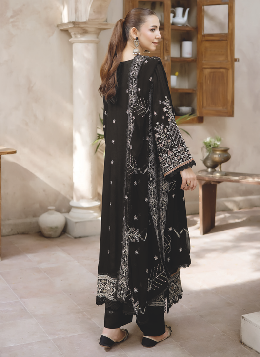 Embroidered Silk Viscose Winter Suit with Embroidered Bamber Chiffon Dupatta