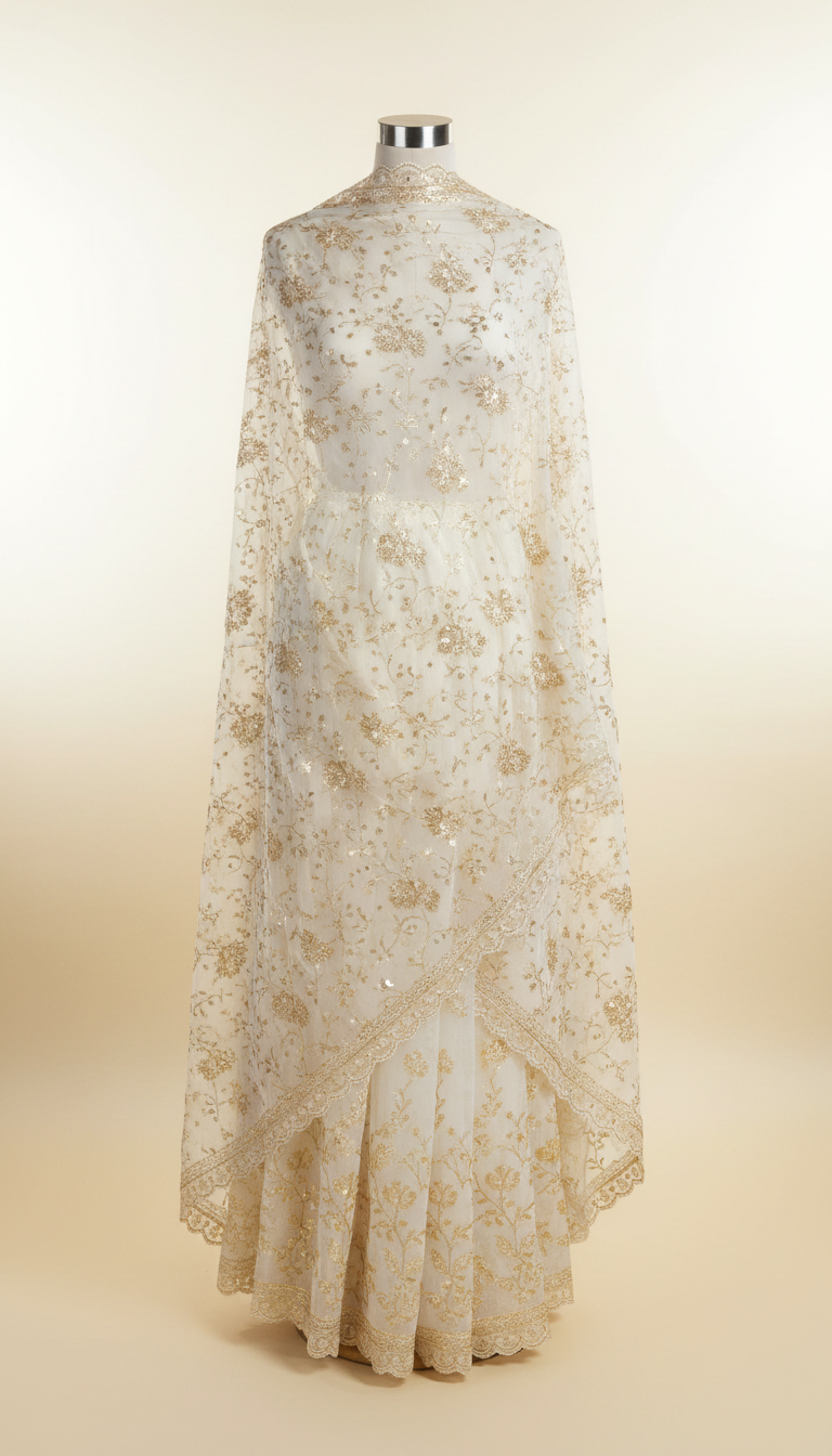 Silk Kaftan With Metallic Thread