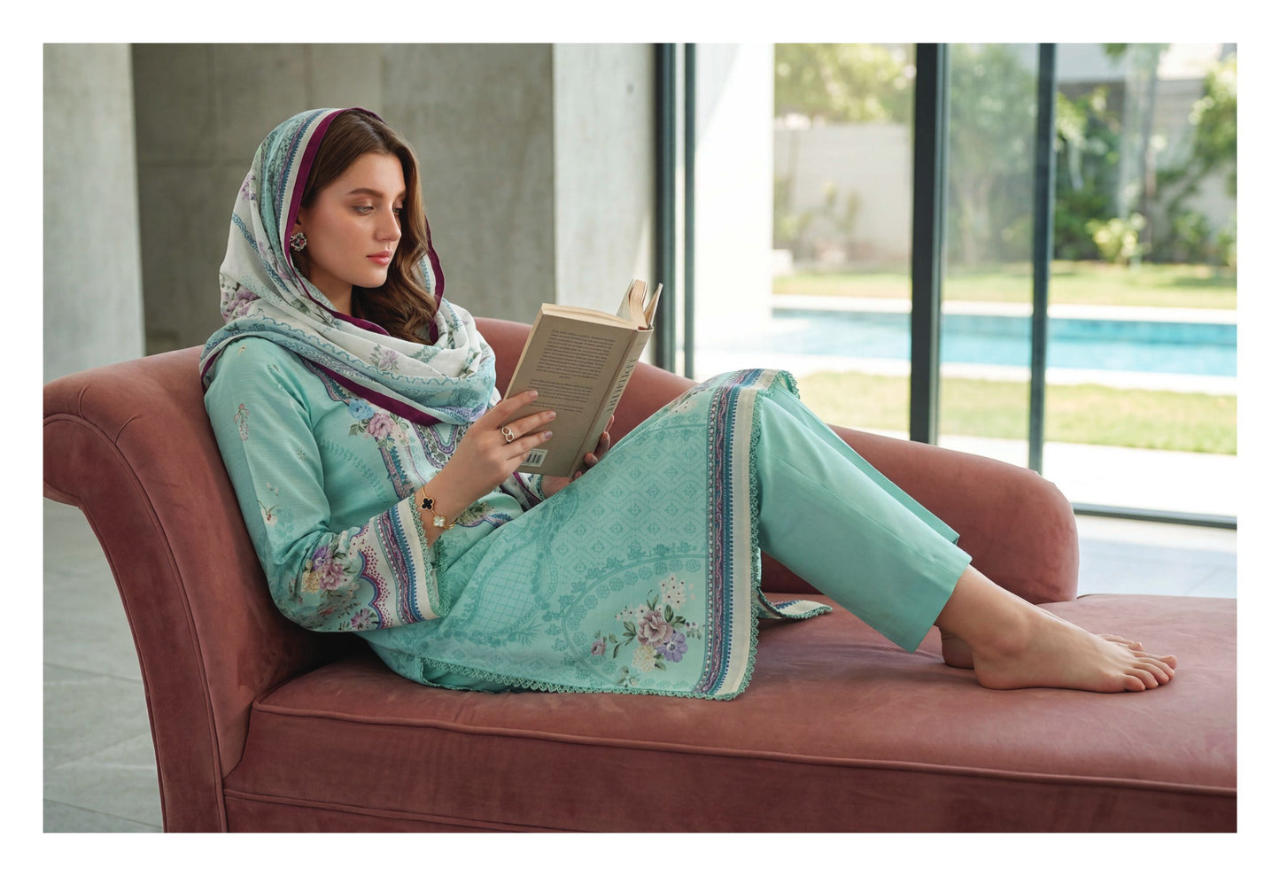 Seafoam Mint Unstitched printed lawn