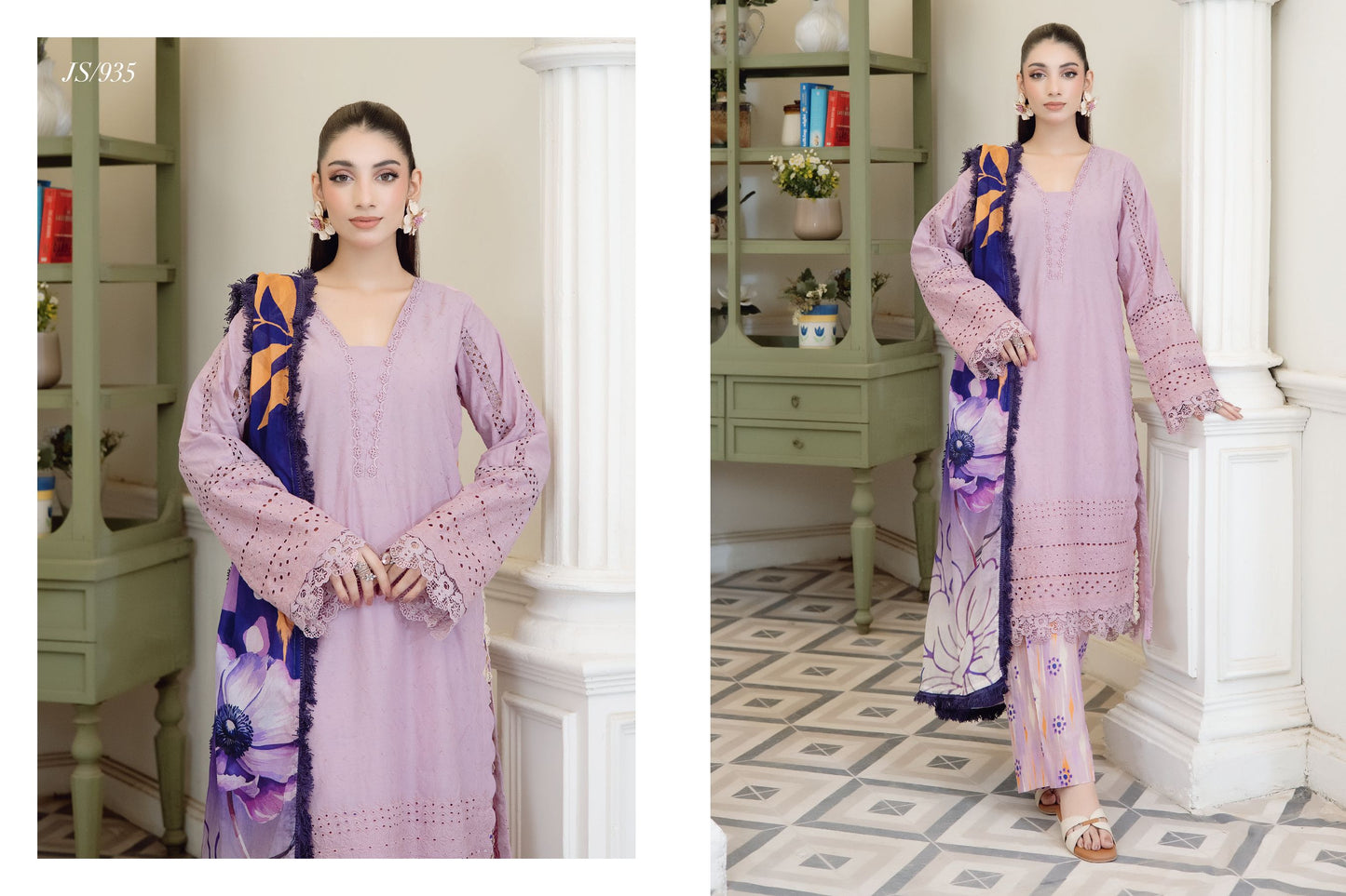 Luvooria Chikankari Lawn Collection_ Plum Purple
