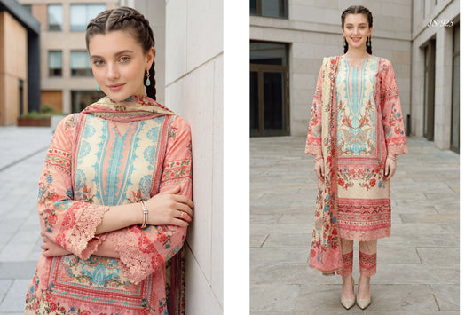 Peach Garden Printed Lawn Suit with Printed Lawn Dupatta