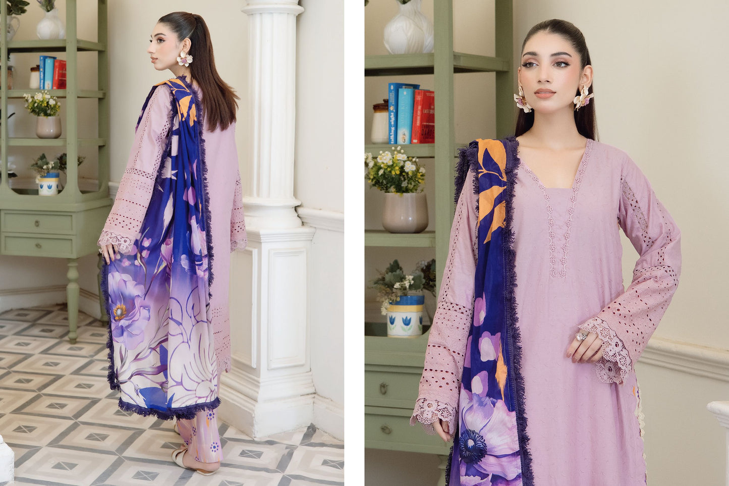 Luvooria Chikankari Lawn Collection_ Plum Purple