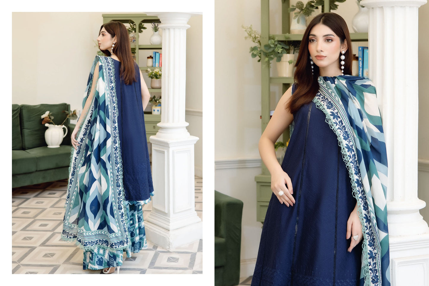 Chikankari Lawn Suits with Printed Dupatta