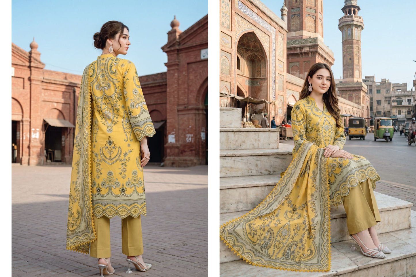 Mustard Bloom Printed Lawnwith Printed Lawn Dupatta