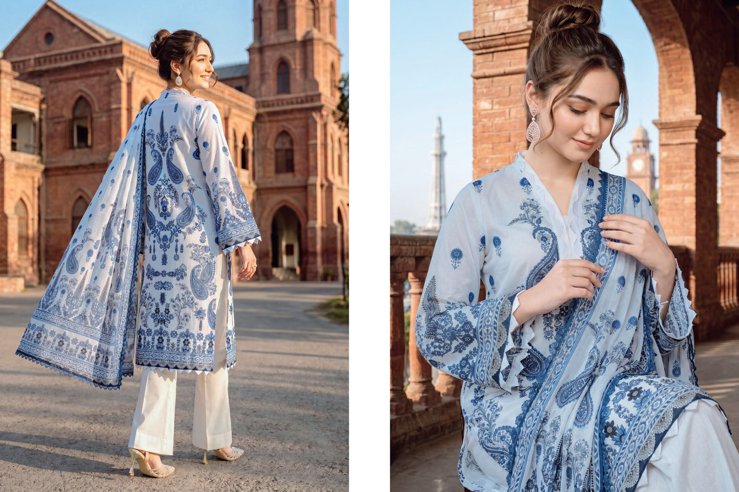 Powder Blue Ethnic Printed Lawn with Printed Lawn Dupatta