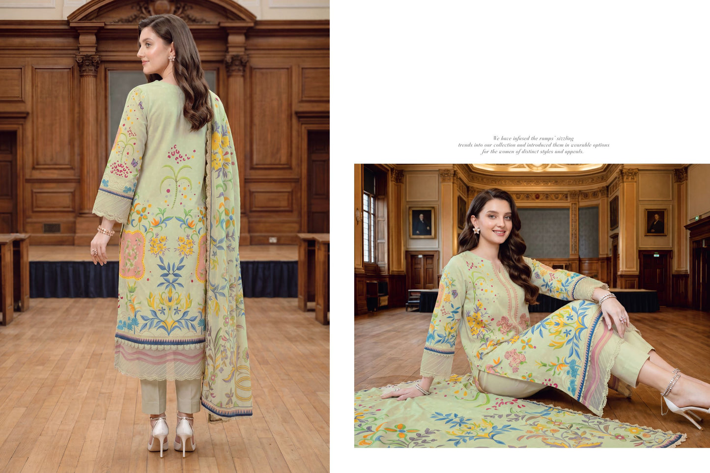 Pastel Lime Floral Printed Lawn Suit with Printed Lawn Dupatta