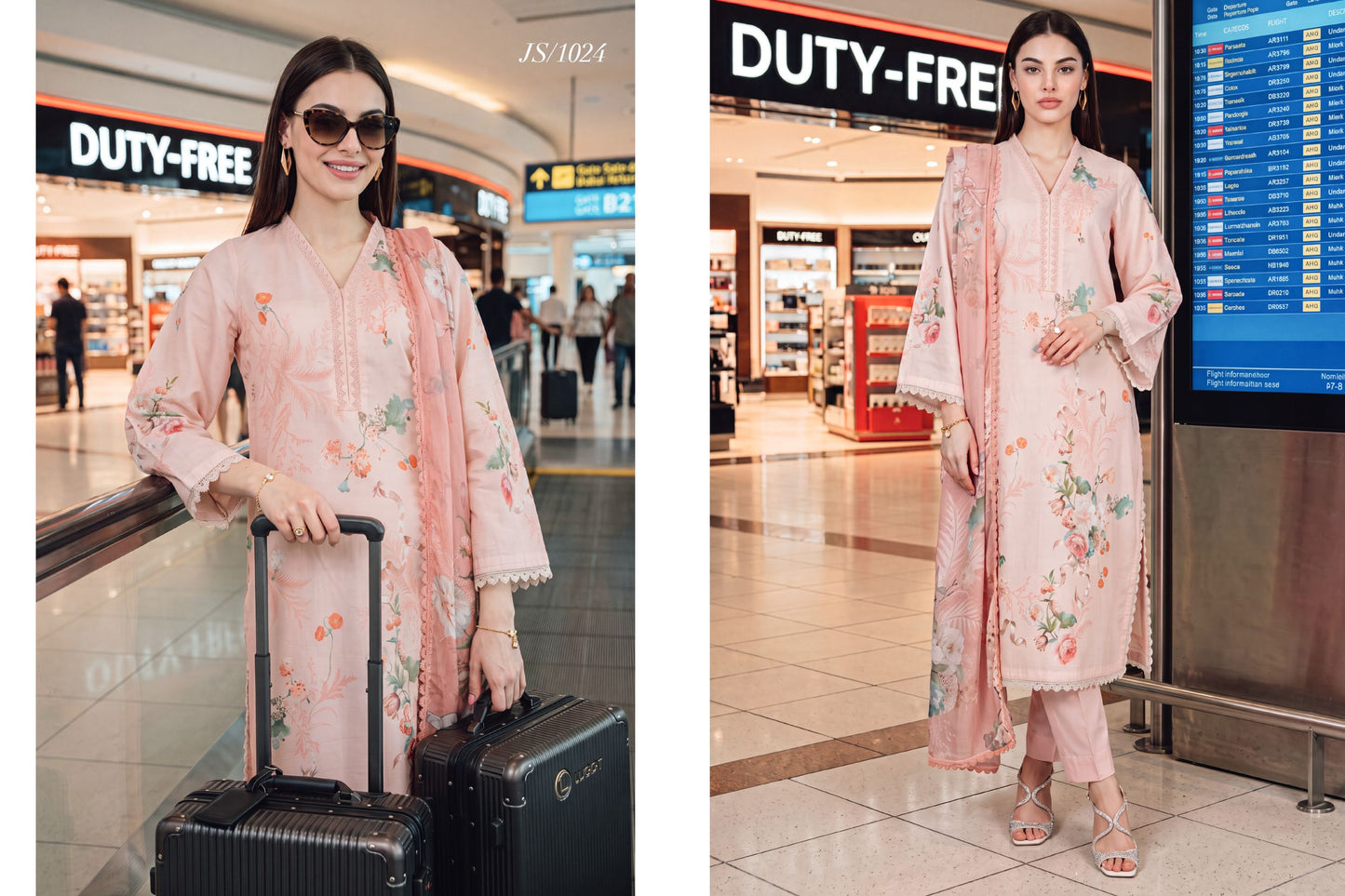 Ruhani – Printed Lawn with Chiffon Dupatta