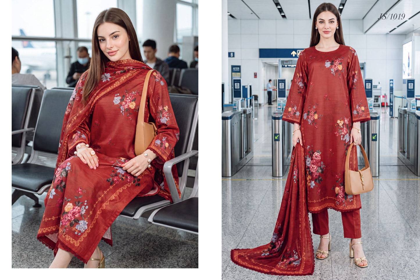 Rose Blush – Printed Lawn with Chiffon Dupatta