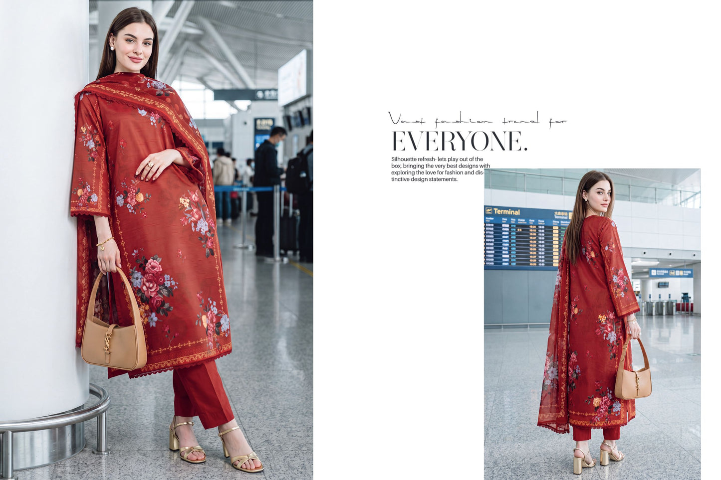 Rose Blush – Printed Lawn with Chiffon Dupatta