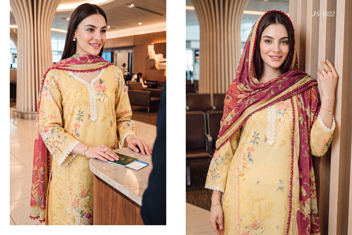 Maroon Printed Lawn with Chiffon Dupatta