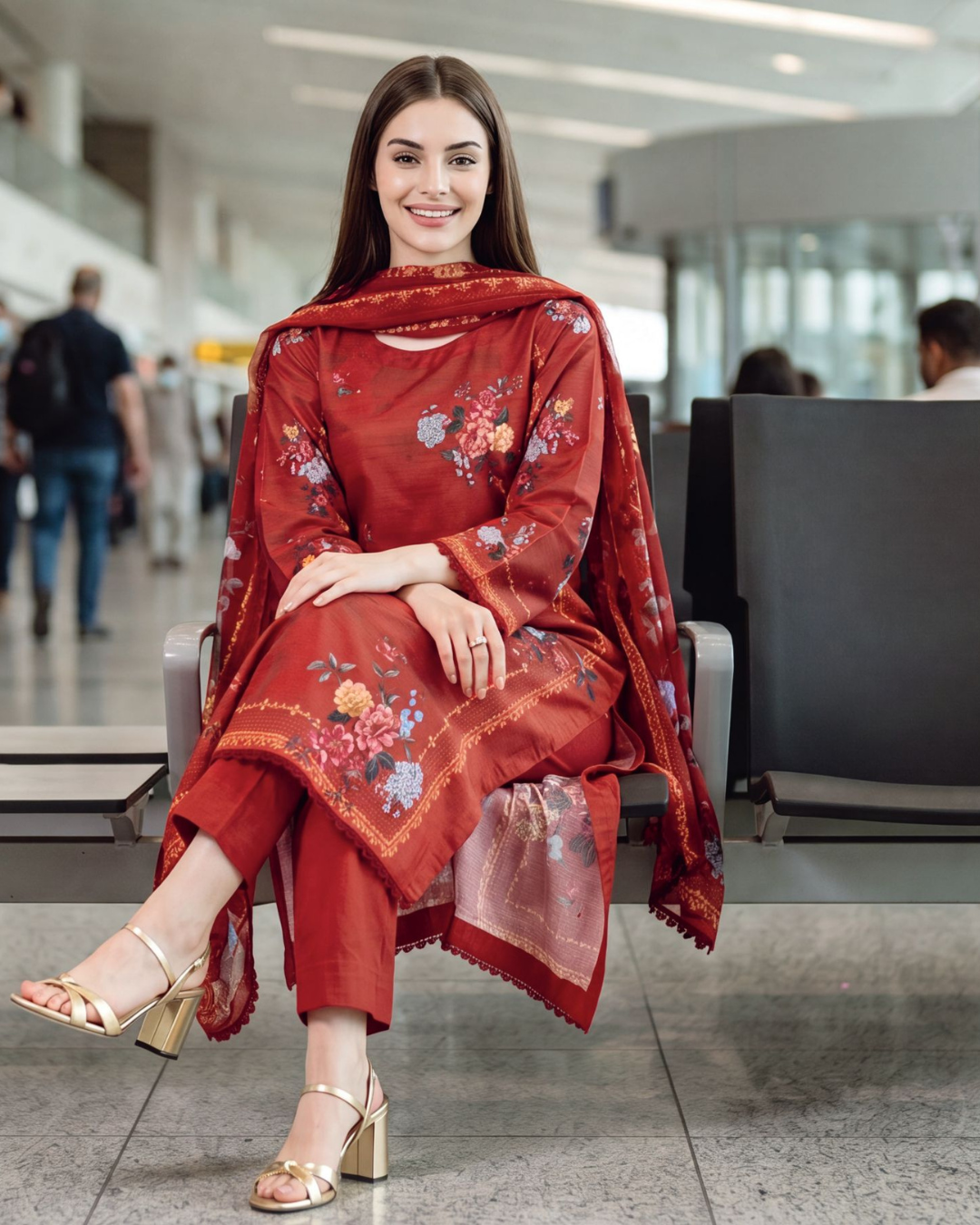 Rose Blush – Printed Lawn with Chiffon Dupatta