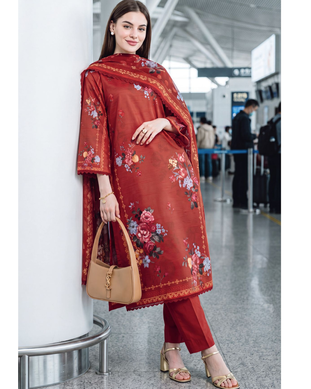 Rose Blush – Printed Lawn with Chiffon Dupatta