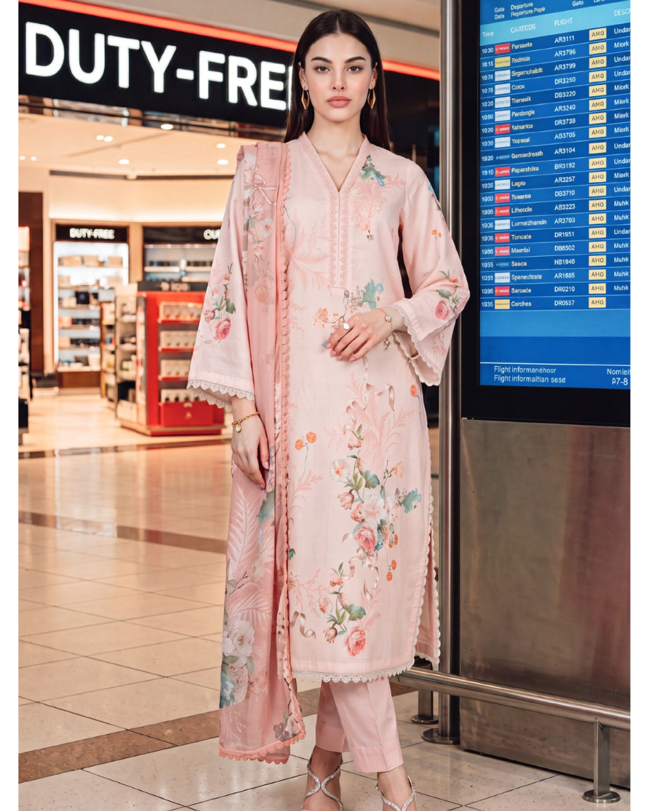 Ruhani – Printed Lawn with Chiffon Dupatta