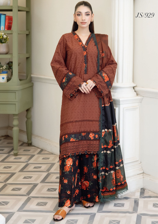 Chikankari Lawn with Printed Lawn Dupatta & Printed Trousers