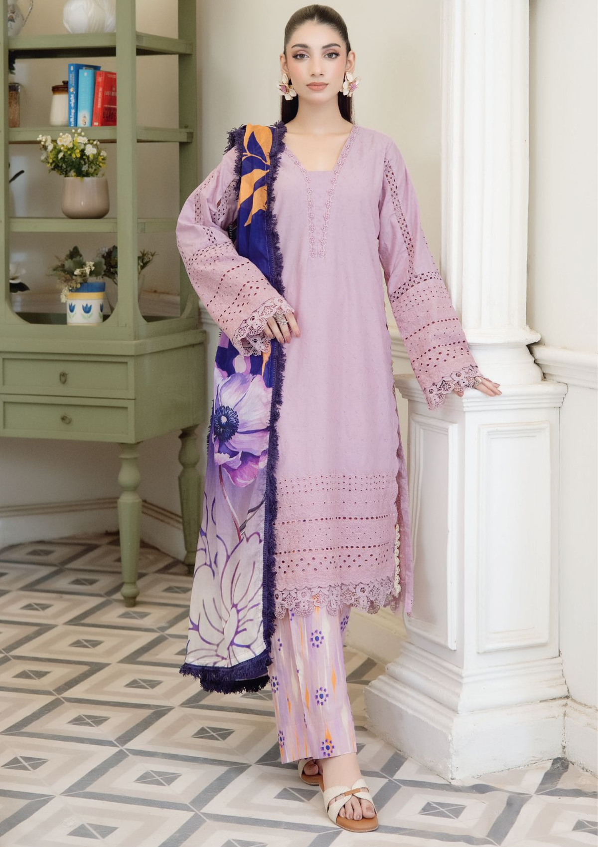Luvooria Chikankari Lawn Collection_ Plum Purple