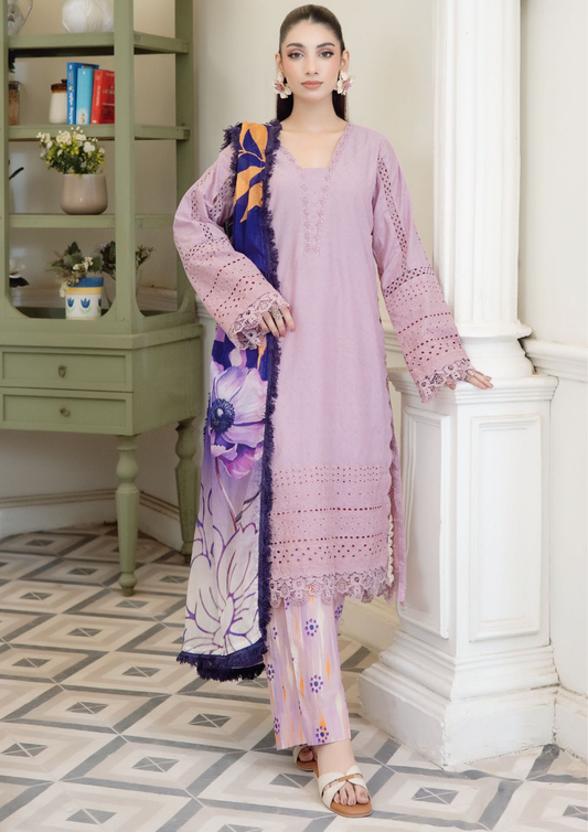 Luvooria Chikankari Lawn Collection_ Plum Purple