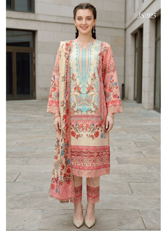 Peach Garden Printed Lawn Suit with Printed Lawn Dupatta