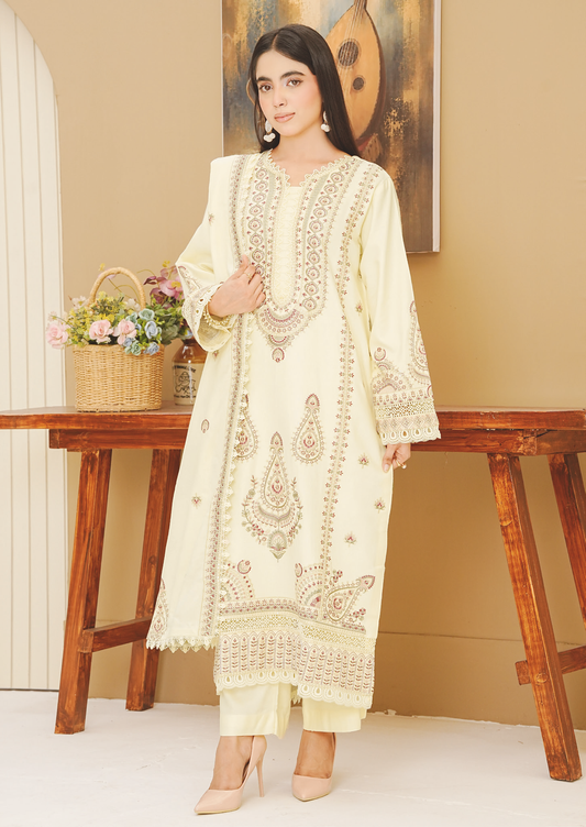 Embroidered Peach Leather Suit with Embroidered Luxury Wool Shawl