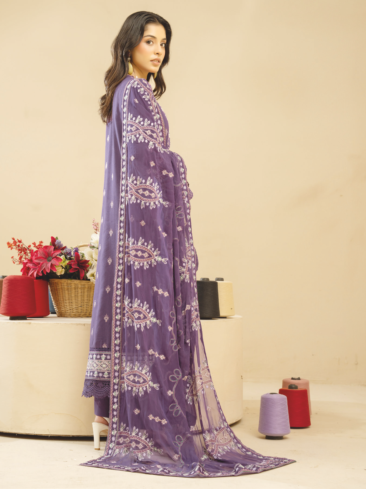 Embroidered Resham Karandi with Embroidered Bamber Chiffon Dupatta