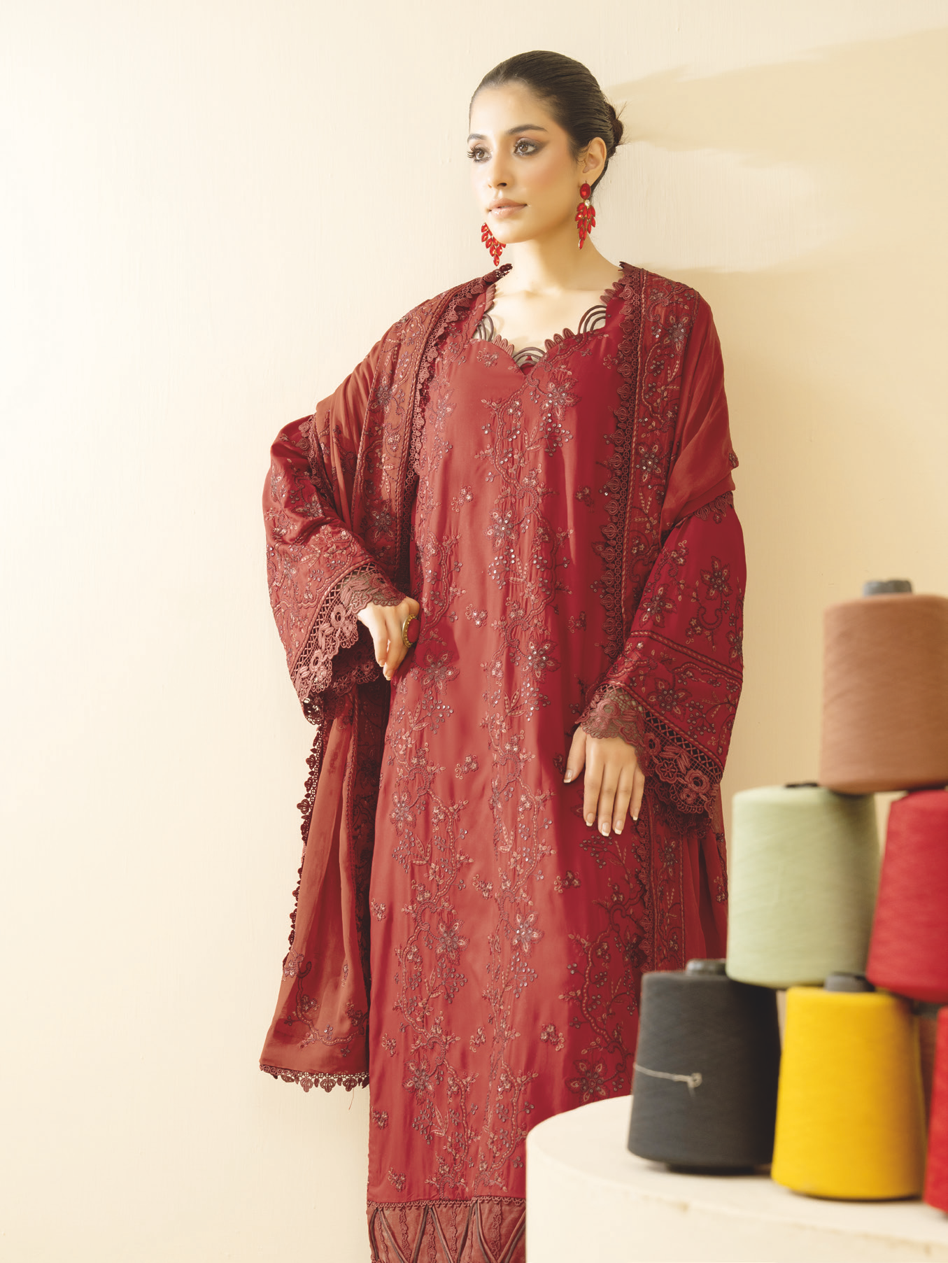 Embroidered Silk Viscose 3 Piece Pakistani Suit